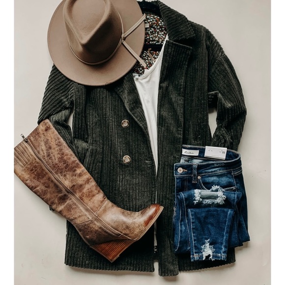 easel Jackets & Blazers - Oversized Olive Corduroy Coat